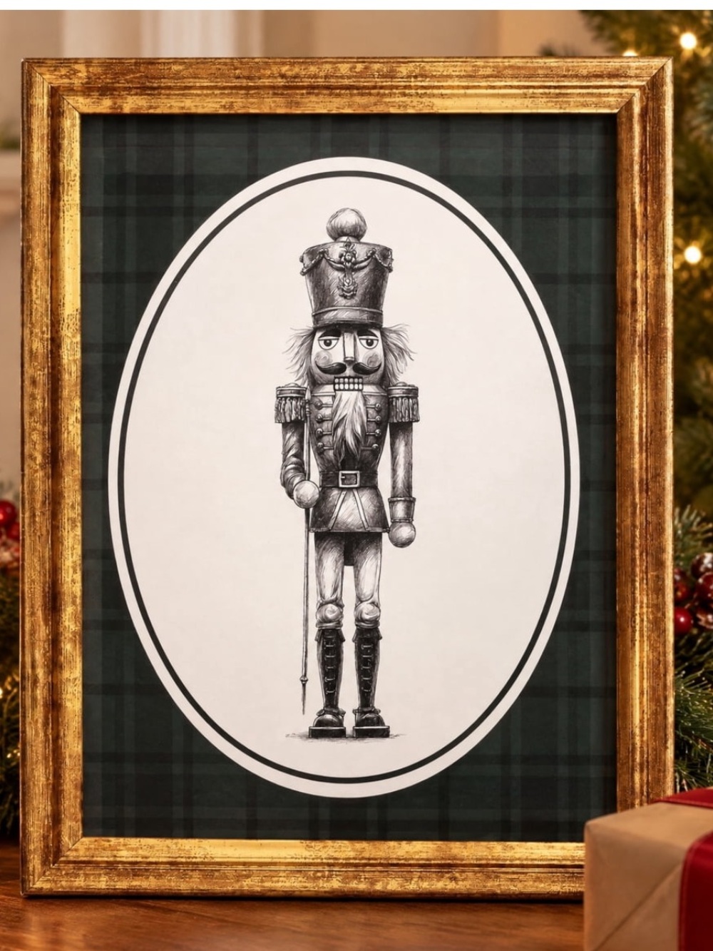 My Texas House Nutcracker Print Framed Christmas Wall Art, Multicolor, 8"x 10"